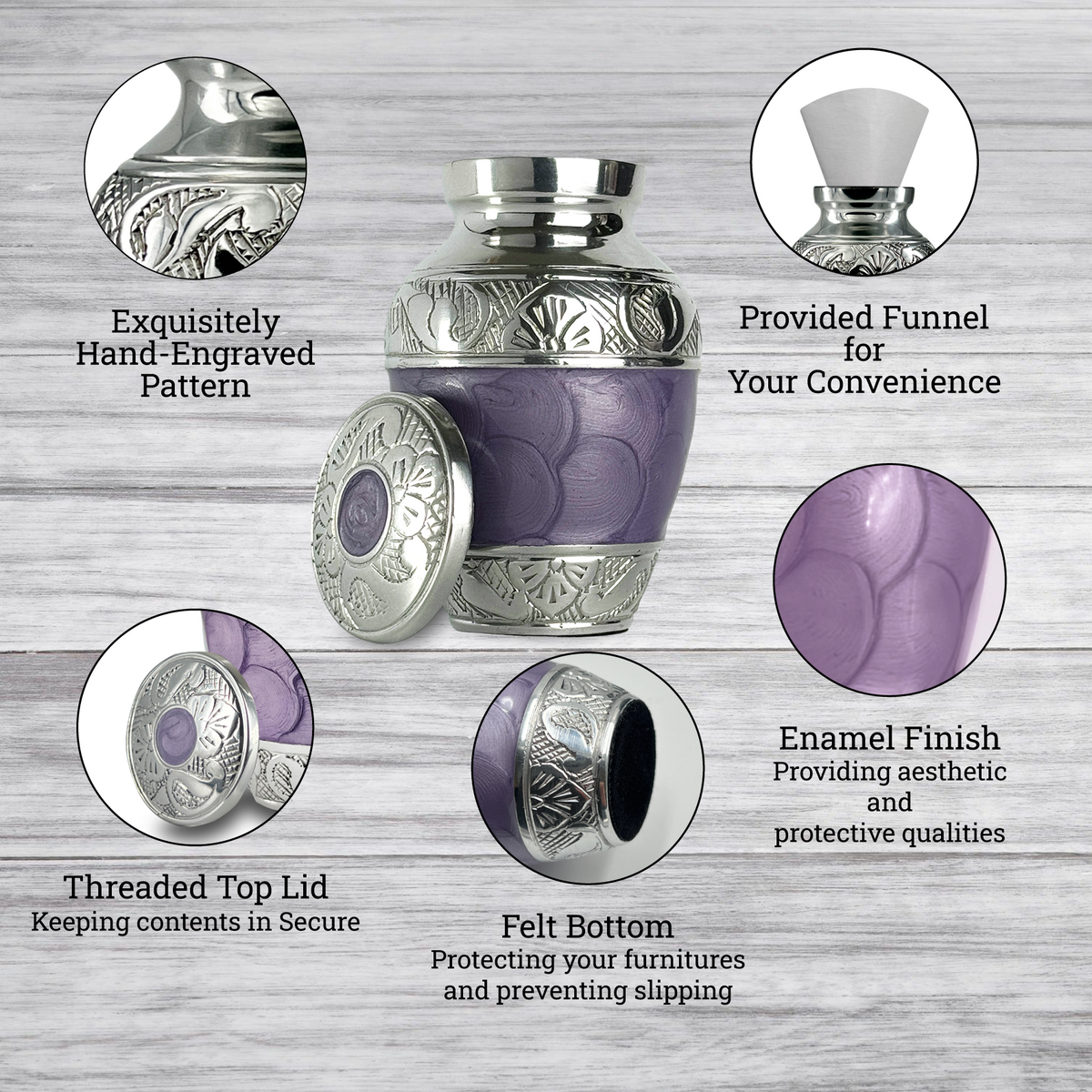 Lavender Purple Set of 4 Keepsake Urns