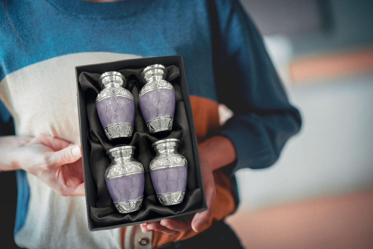 Lavender Purple Set of 4 Keepsake Urns