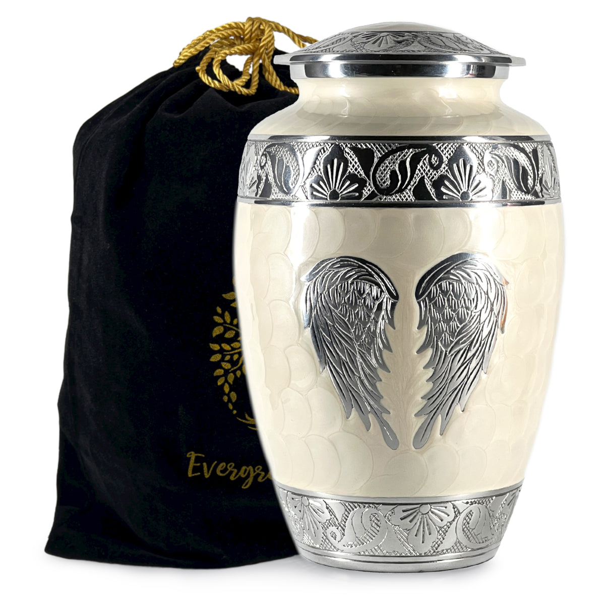 Pearl White Angel Wings Urn