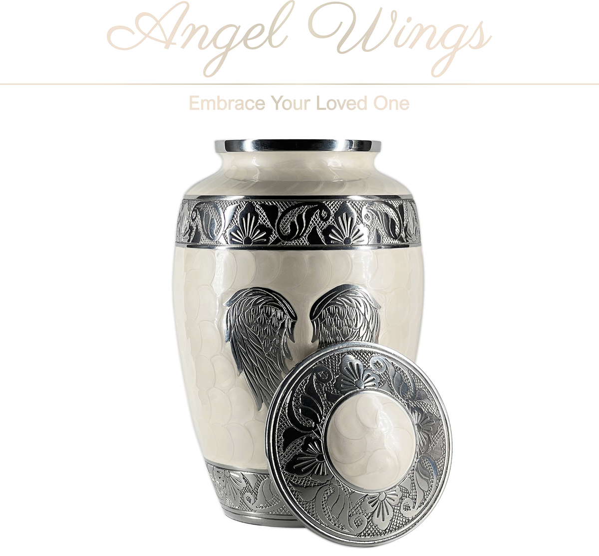Pearl White Angel Wings Urn