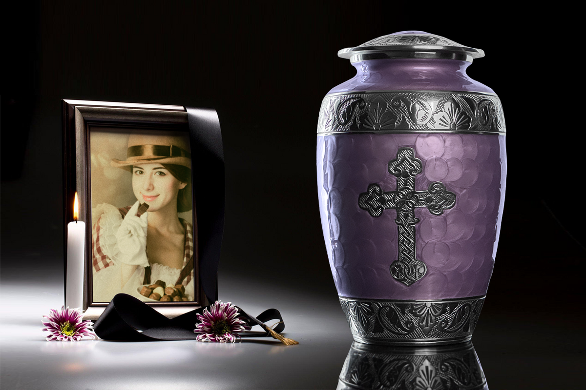 Lavender Purple Cross Urn