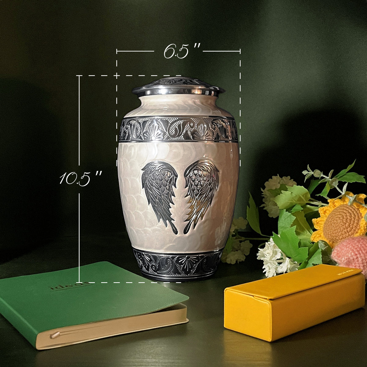 Pearl White Angel Wings Urn